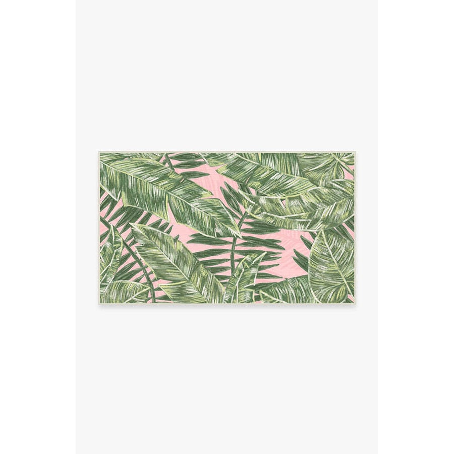 Outdoor Filifera Palm Pink Rug - 90x150 - Machine Washable Area Rug - Kid & Pet Friendly - Outdoor Rugs - Ruggable - image 1