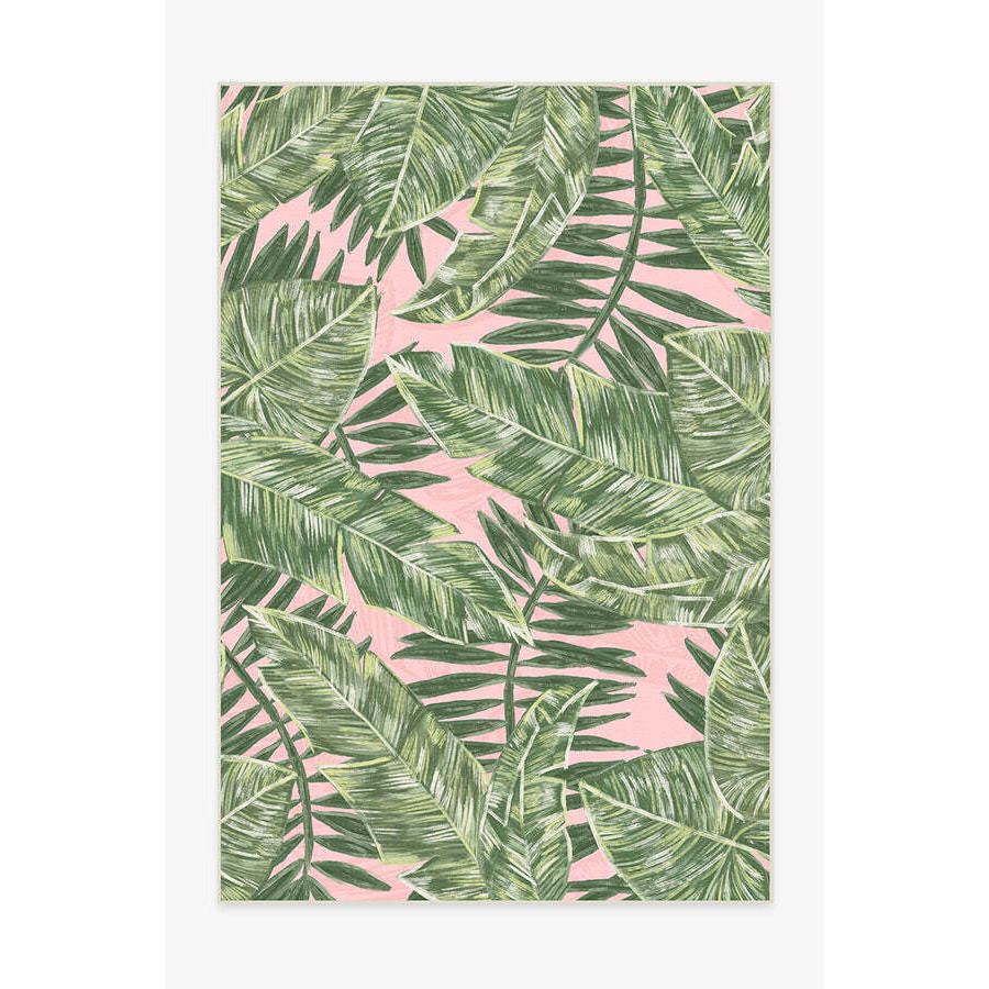 Outdoor Filifera Palm Pink Rug - 185x275 - Machine Washable Area Rug - Kid & Pet Friendly - Outdoor Rugs - Ruggable - image 1
