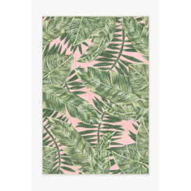 Outdoor Filifera Palm Pink Rug - 185x275 - Machine Washable Area Rug - Kid & Pet Friendly - Outdoor Rugs - Ruggable - thumbnail 1