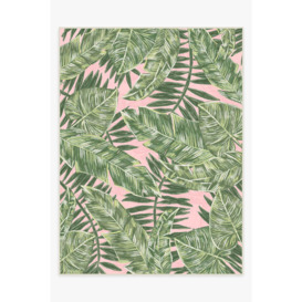 Outdoor Filifera Palm Pink Rug - 275x365 - Machine Washable Area Rug - Kid & Pet Friendly - Outdoor Rugs - Ruggable