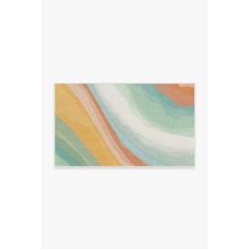 Outdoor Watercolor Waves Copper Jade Rug - 90x150 - Machine Washable Area Rug - Kid & Pet Friendly - Outdoor Rugs - Ruggable - thumbnail 1