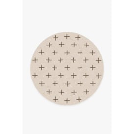 Crosby Ivory & Taupe Rug - 185 Round - Machine Washable Area Rug - Kid & Pet Friendly - Indoor Rugs - Ruggable - thumbnail 1