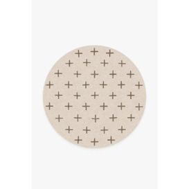 Crosby Ivory & Taupe Rug - 185 Round - Machine Washable Area Rug - Kid & Pet Friendly - Indoor Rugs - Ruggable