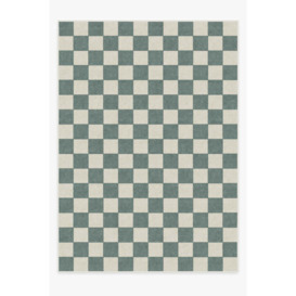 Jaque Checkered Slate Green Rug - 305x425 - Machine Washable Area Rug - Kid & Pet Friendly - Indoor Rugs - Ruggable - thumbnail 1