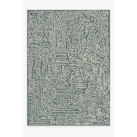 Keith Haring Freestyle Slate Green - 305x425 - Machine Washable Area Rug - Kid & Pet Friendly - Indoor Rugs - Ruggable