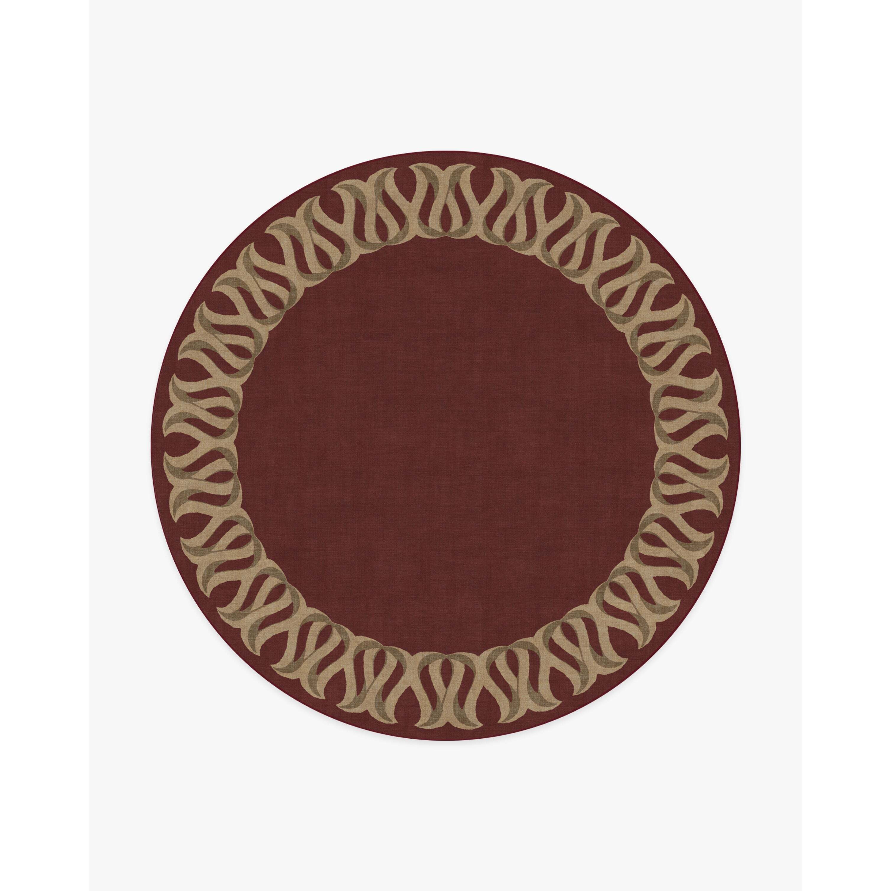 Ribbon Border Red & Natural Rug - 245 Round - Machine Washable Area Rug - Kid & Pet Friendly - Indoor Rugs - Ruggable - image 1