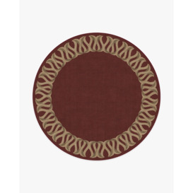 Ribbon Border Red & Natural Rug - 245 Round - Machine Washable Area Rug - Kid & Pet Friendly - Indoor Rugs - Ruggable - thumbnail 1