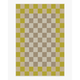 Jonathan Adler Checker Border Chartreuse Tufted Rug Yellow - 185x275 - Machine Washable Area Rug - Kid & Pet Friendly - Indoor Rugs - Ruggable