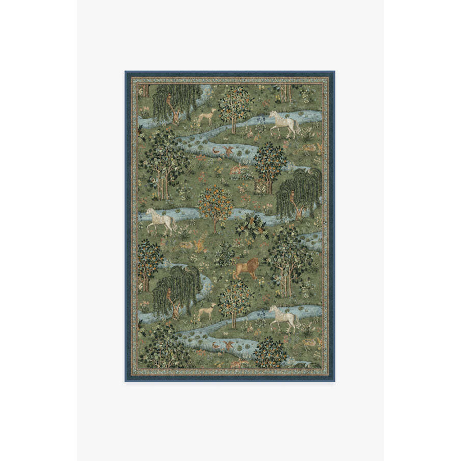 Morris & Co. Owl & Willow Green Tufted Rug - 120x185 - Machine Washable Area Rug - Kid & Pet Friendly - Indoor Rugs - Ruggable - image 1