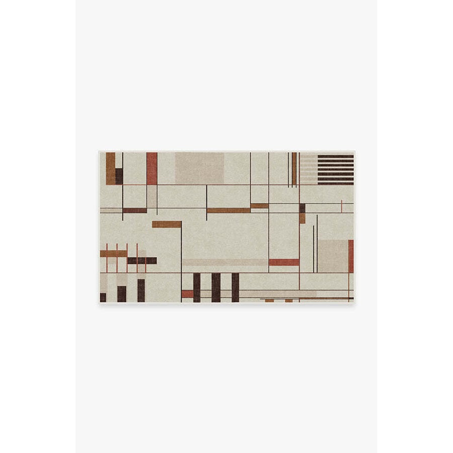 Loretto Ivory & Brown Tufted Rug - 90x150 - Machine Washable Area Rug - Kid & Pet Friendly - Indoor Rugs - Ruggable - image 1