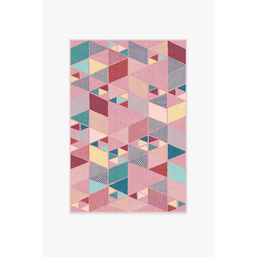 Triangle Pink Tufted Rug - 120x185 - Machine Washable Area Rug - Kid & Pet Friendly - Indoor Rugs - Ruggable - image 1