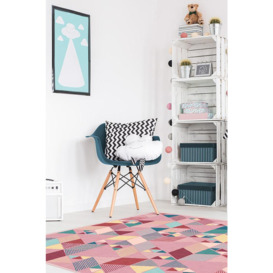 Triangle Pink Tufted Rug - 120x185 - Machine Washable Area Rug - Kid & Pet Friendly - Indoor Rugs - Ruggable - thumbnail 2
