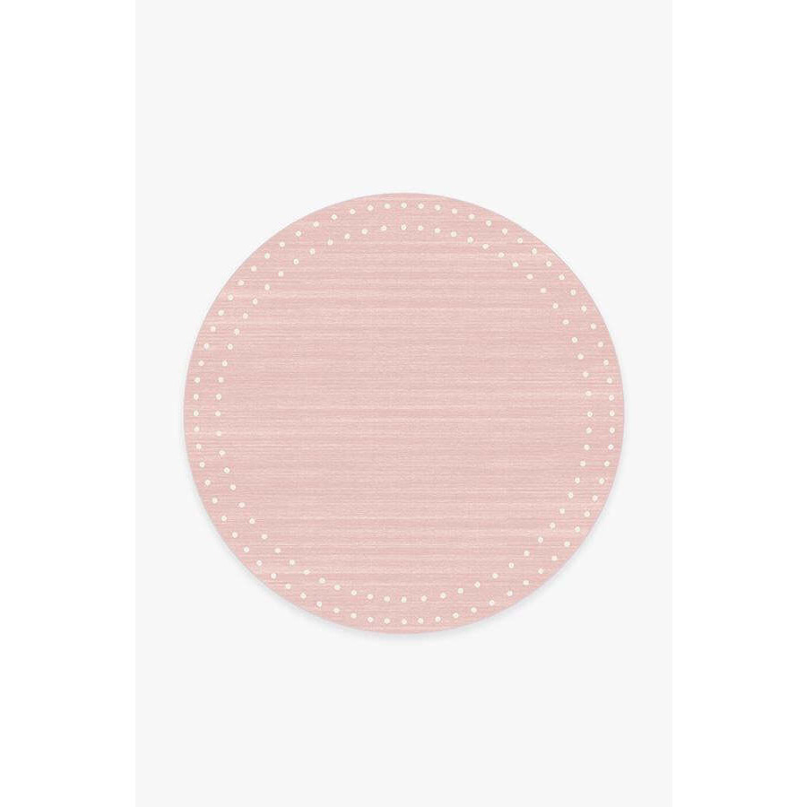 Dot Border Pink Tufted Rug - 185 Round - Machine Washable Area Rug - Kid & Pet Friendly - Indoor Rugs - Ruggable - image 1