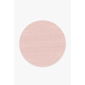 Dot Border Pink Tufted Rug - 185 Round - Machine Washable Area Rug - Kid & Pet Friendly - Indoor Rugs - Ruggable - thumbnail 1
