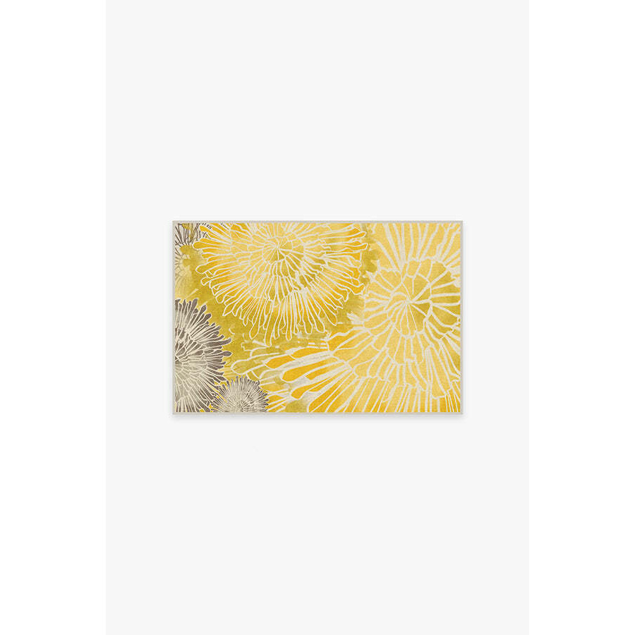Chrysanthemum Yellow Tufted Rug - 60x90 - Machine Washable Area Rug - Kid & Pet Friendly - Indoor Rugs - Ruggable - image 1