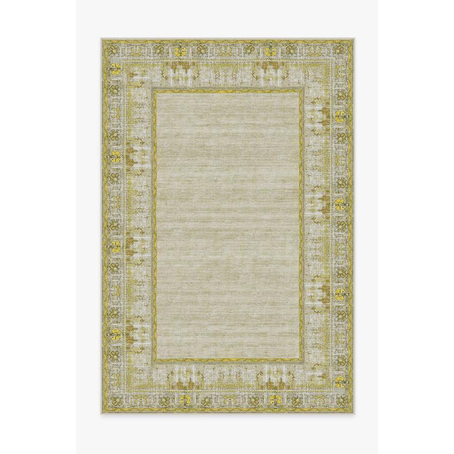 Vintage Daisy Bordered Yellow Tufted Rug - 185x275 - Machine Washable Area Rug - Kid & Pet Friendly - Indoor Rugs - Ruggable - image 1