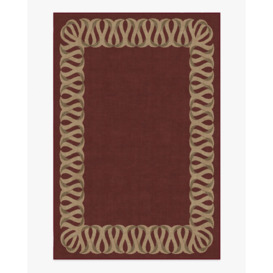 Ribbon Border Red & Natural Tufted Rug - 185x275 - Machine Washable Area Rug - Kid & Pet Friendly - Indoor Rugs - Ruggable
