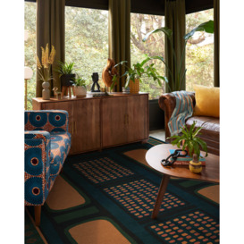 Architectural Digest Nerissa Teal & Gold Rug - 275x365 - Machine Washable Area Rug - Kid & Pet Friendly - Indoor Rugs - Ruggable - thumbnail 2