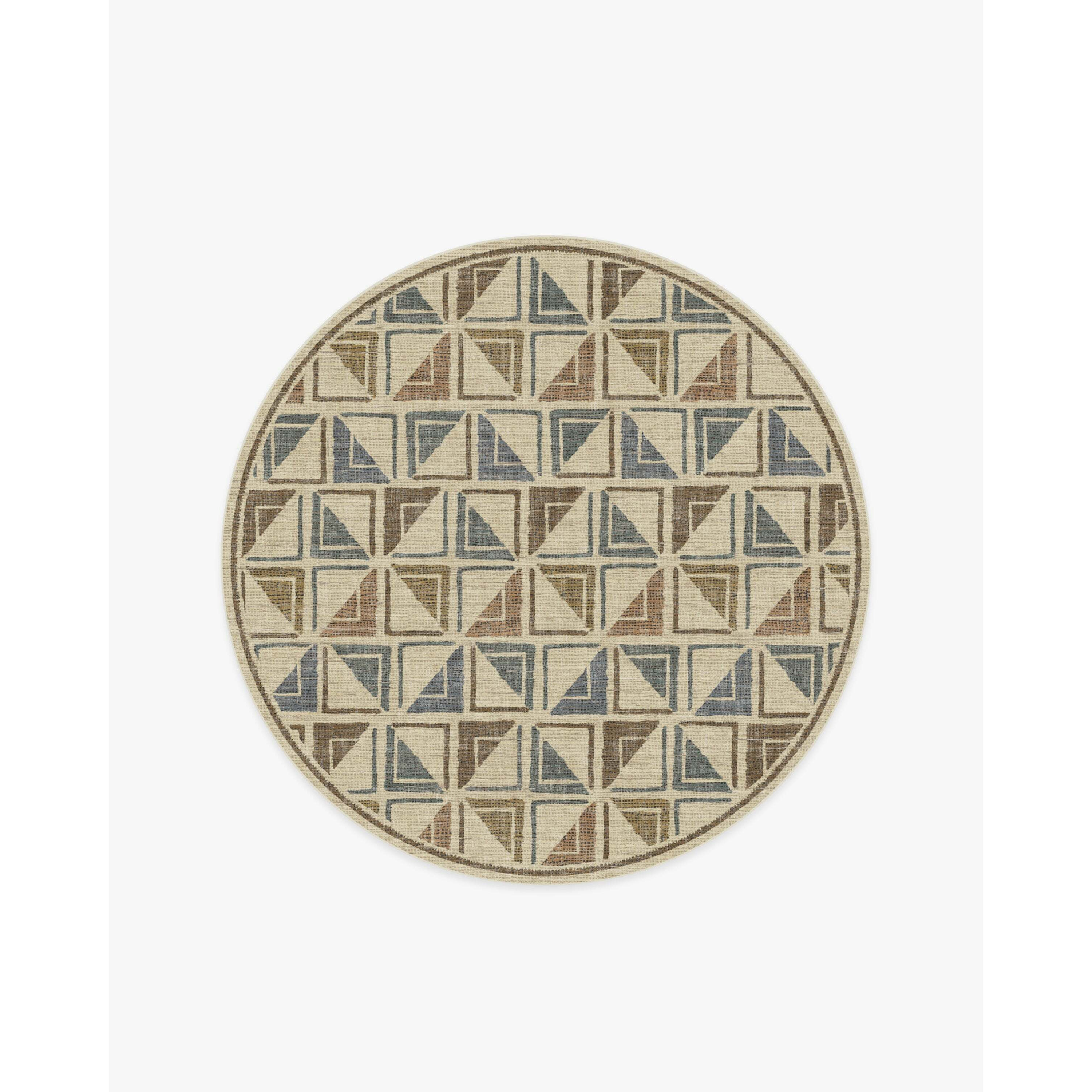 Architectural Digest Vesta Neutral Multicolour Rug - 185 Round - Machine Washable Area Rug - Kid & Pet Friendly - Indoor Rugs - Ruggable - image 1