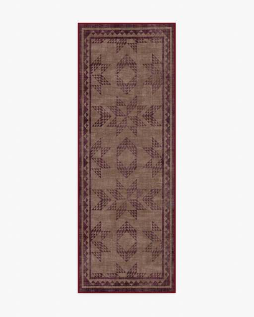Louisa Brown & Burgundy Rug - 75x215 - Machine Washable Area Rug - Kid & Pet Friendly - Indoor Rugs - Ruggable - image 1