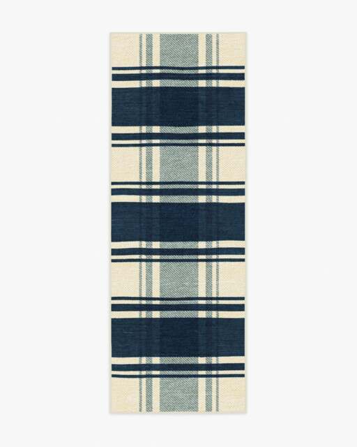 Easton Plaid Navy Rug - 75x215 - Machine Washable Area Rug - Kid & Pet Friendly - Indoor Rugs - Ruggable - image 1
