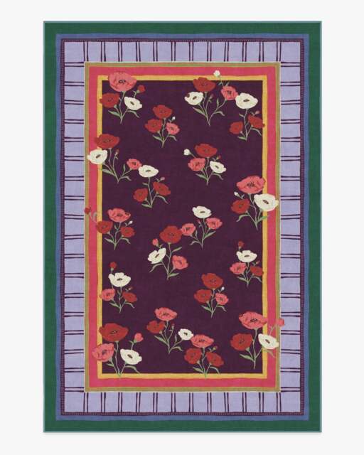 Ambroeus Royal Plum Rug by Iris Apfel Purple - 200x290 - Machine Washable Area Rug - Kid & Pet Friendly - Indoor Rugs - Ruggable - image 1