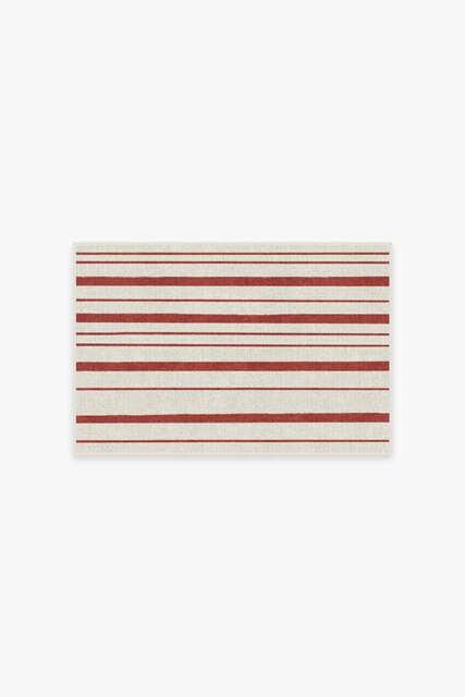 Hudson Stripe Red Rug - 60x90 - Machine Washable Area Rug - Kid & Pet Friendly - Indoor Rugs - Ruggable - image 1