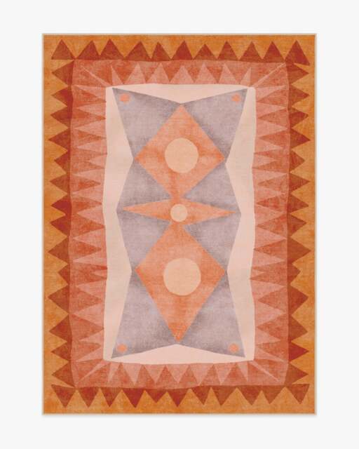 Hilma Sunset Flatwoven Rug by Justina Blakeney Orange - 150x215 - Machine Washable Area Rug - Kid & Pet Friendly - Indoor Rugs - Ruggable - image 1