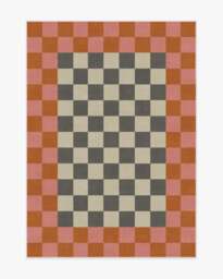 Checker Border Pink & Orange Flatwoven Rug by Jonathan Adler - 150x215 - Machine Washable Area Rug - Kid & Pet Friendly - Indoor Rugs - Ruggable