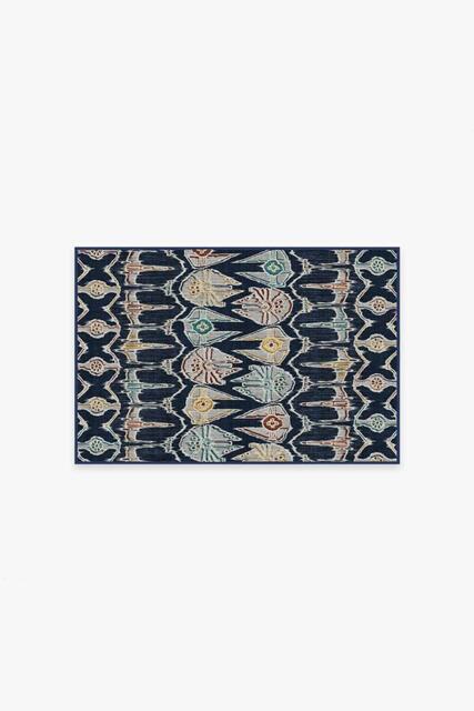 Corellian Ikat Navy Flatwoven Rug - 60x90 - Machine Washable Area Rug - Kid & Pet Friendly - Indoor Rugs - Ruggable - image 1