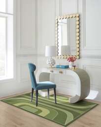 Paradox Green Flatwoven Rug by Jonathan Adler - 60x90 - Machine Washable Area Rug - Kid & Pet Friendly - Indoor Rugs - Ruggable - thumbnail 3