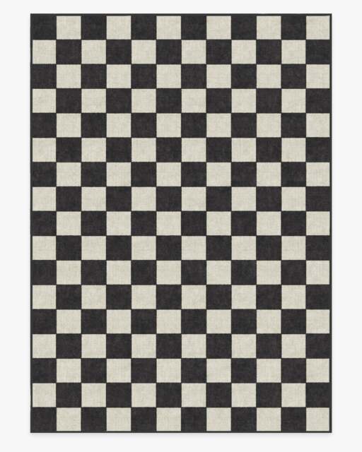 Jaque Checkered Black Flatwoven Rug - 305x425 - Machine Washable Area Rug - Kid & Pet Friendly - Indoor Rugs - Ruggable - image 1