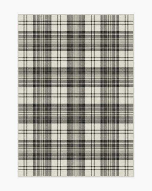 Dress Stewart Tartan Black & Ivory Rug - 150x215 - Machine Washable Area Rug - Kid & Pet Friendly - Indoor Rugs - Ruggable - image 1