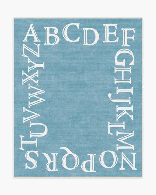 Easy as ABC Slate Blue Flatwoven Rug - 245x305 - Machine Washable Area Rug - Kid & Pet Friendly - Indoor Rugs - Ruggable - image 1