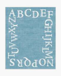 Easy as ABC Slate Blue Flatwoven Rug - 245x305 - Machine Washable Area Rug - Kid & Pet Friendly - Indoor Rugs - Ruggable - thumbnail 1