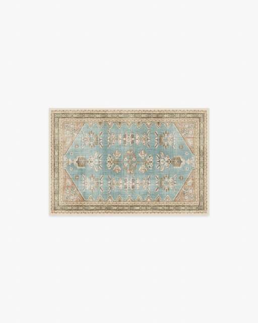 Pradera Blue & Terracotta Flatwoven Rug - 60x90 - Machine Washable Area Rug - Kid & Pet Friendly - Indoor Rugs - Ruggable - image 1