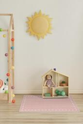 Dot Border Pink Rug - 60x90 - Machine Washable Area Rug - Kid & Pet Friendly - Indoor Rugs - Ruggable - thumbnail 2
