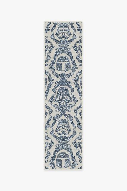 Dark Side Damask Delft Blue Rug - 75x305 - Machine Washable Area Rug - Kid & Pet Friendly - Indoor Rugs - Ruggable - image 1