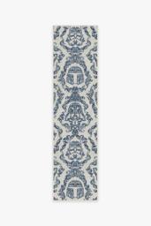 Dark Side Damask Delft Blue Rug - 75x305 - Machine Washable Area Rug - Kid & Pet Friendly - Indoor Rugs - Ruggable