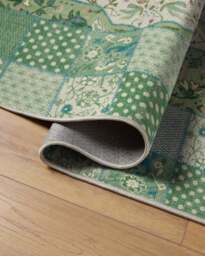 Playful Patchwork Green Rug - 90x150 - Machine Washable Area Rug - Kid & Pet Friendly - Indoor Rugs - Ruggable - thumbnail 2