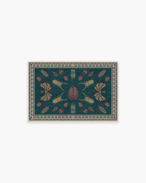 Flutterby Teal Rug by Iris Apfel - 60x90 - Machine Washable Area Rug - Kid & Pet Friendly - Indoor Rugs - Ruggable - image 1