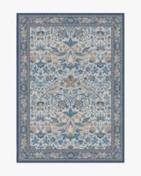 Strawberry Thief Indigo & Ivory Flatwoven Rug by Morris & Co. - 150x215 - Machine Washable Area Rug - Kid & Pet Friendly - Indoor Rugs - Ruggable