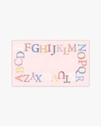Easy as ABC Pink Rug - 90x150 - Machine Washable Area Rug - Kid & Pet Friendly - Indoor Rugs - Ruggable - thumbnail 1