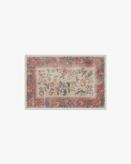 Lilou Currant & Teal Green Flatwoven Rug - 60x90 - Machine Washable Area Rug - Kid & Pet Friendly - Indoor Rugs - Ruggable - image 1