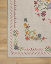 Friendship Garden Cream Flatwoven Rug Beige - 90x150 - Machine Washable Area Rug - Kid & Pet Friendly - Indoor Rugs - Ruggable - thumbnail 4