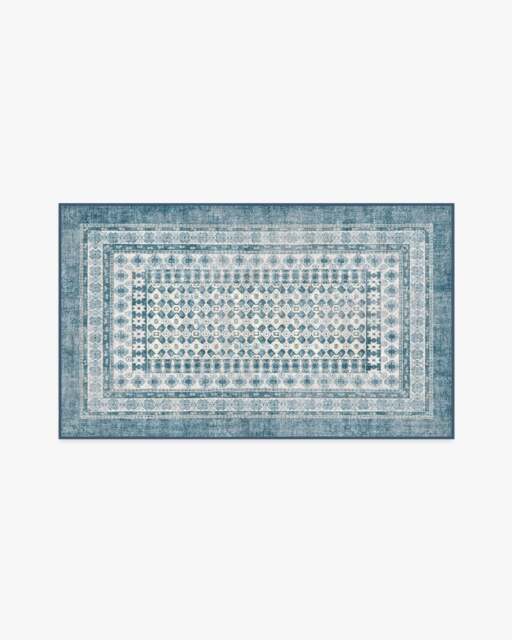 Cyrus Ocean & Ivory Outdoor Rug - 90x150 - Machine Washable Area Rug - Kid & Pet Friendly - Indoor Rugs - Ruggable - image 1