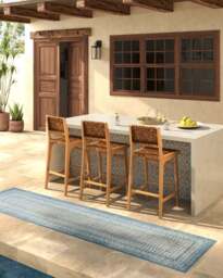 Cyrus Ocean & Ivory Outdoor Rug - 90x150 - Machine Washable Area Rug - Kid & Pet Friendly - Indoor Rugs - Ruggable - thumbnail 2