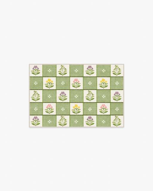 Cottage Trellis Sage Rug - 60x90 - Machine Washable Area Rug - Kid & Pet Friendly - Indoor Rugs - Ruggable - image 1