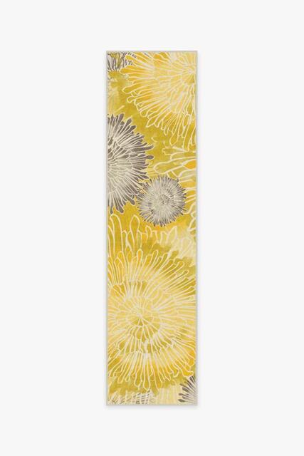 Chrysanthemum Yellow Tufted Rug - 75x305 - Machine Washable Area Rug - Kid & Pet Friendly - Indoor Rugs - Ruggable - image 1