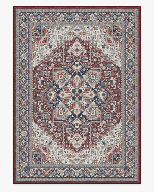 Hendesi Heriz Bordeaux Flatwoven Rug Red - 305x425 - Machine Washable Area Rug - Kid & Pet Friendly - Indoor Rugs - Ruggable - image 1